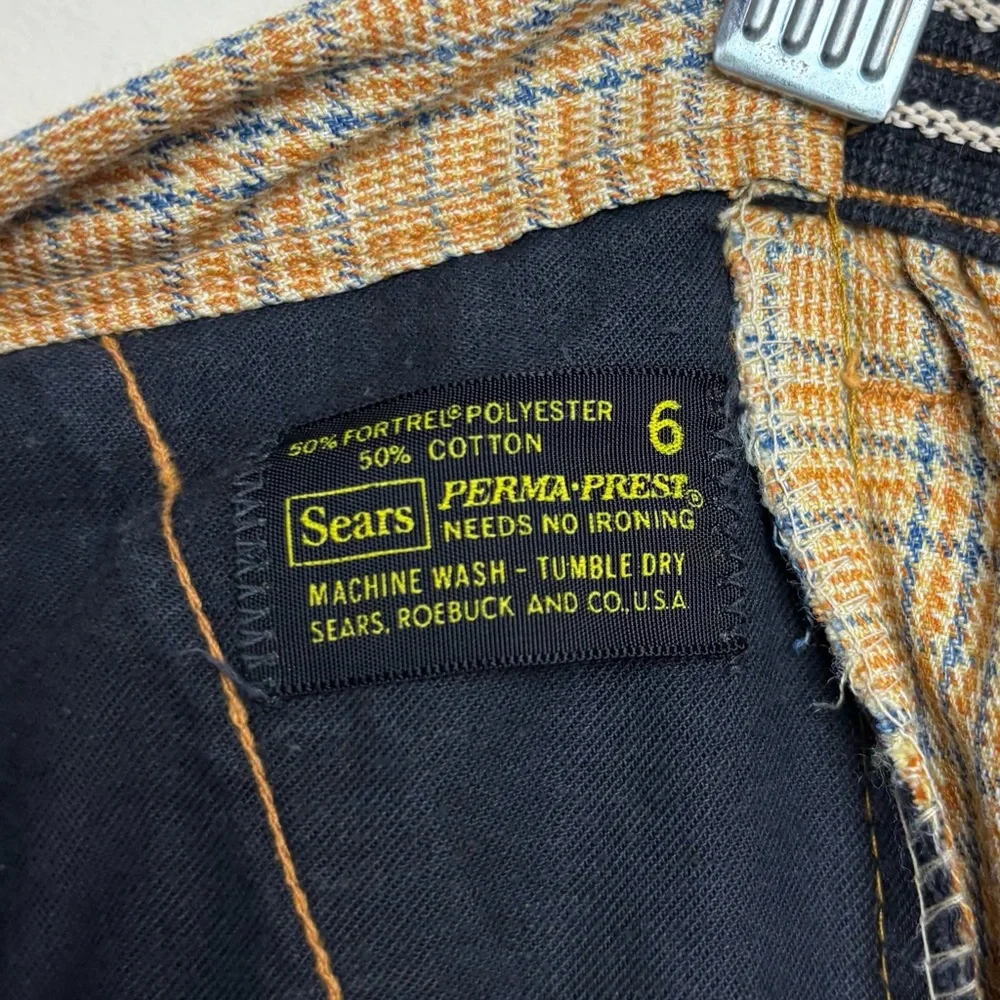Sears & Roebuck Perma Prest Pants Slacks Plaid Tan Boys Size 6 Vintage 1960s 70s